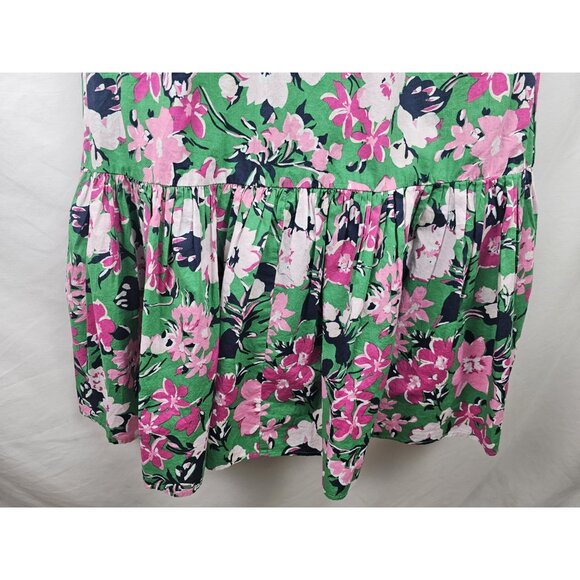 J.Crew Women's Dress Size 00 Green Floral Ruffle Sleeveless Midi Dress Spring - Picture 8 of 16